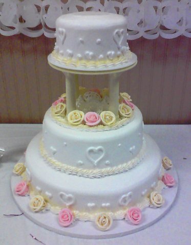 3 tier ivory and pink